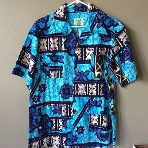 Vintage 1970's Retro Hawaii Camp Shirt Tapa Tiki
